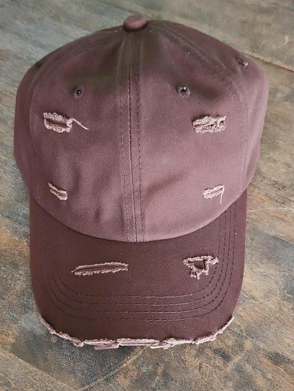 NWT Brown Denim Distressed Baseball Cap